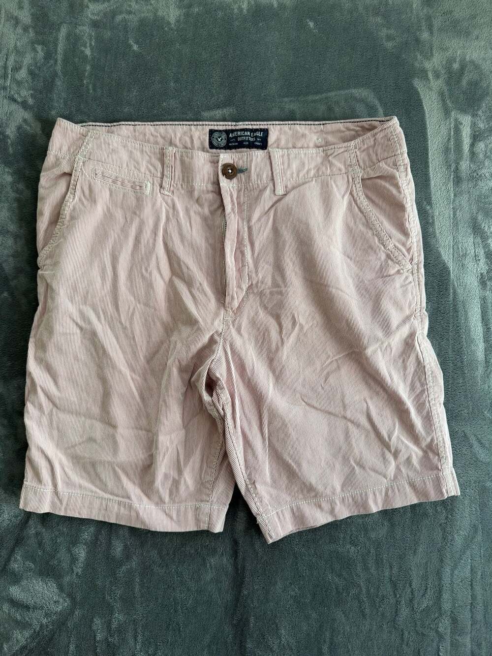 American Eagle Men's Pink Striped Classic Chino Bermuda Shorts Size 34
